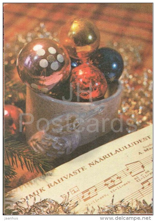 New Year Greeting card - hymnal - decorations - 1987 - Estonia USSR - unused - JH Postcards