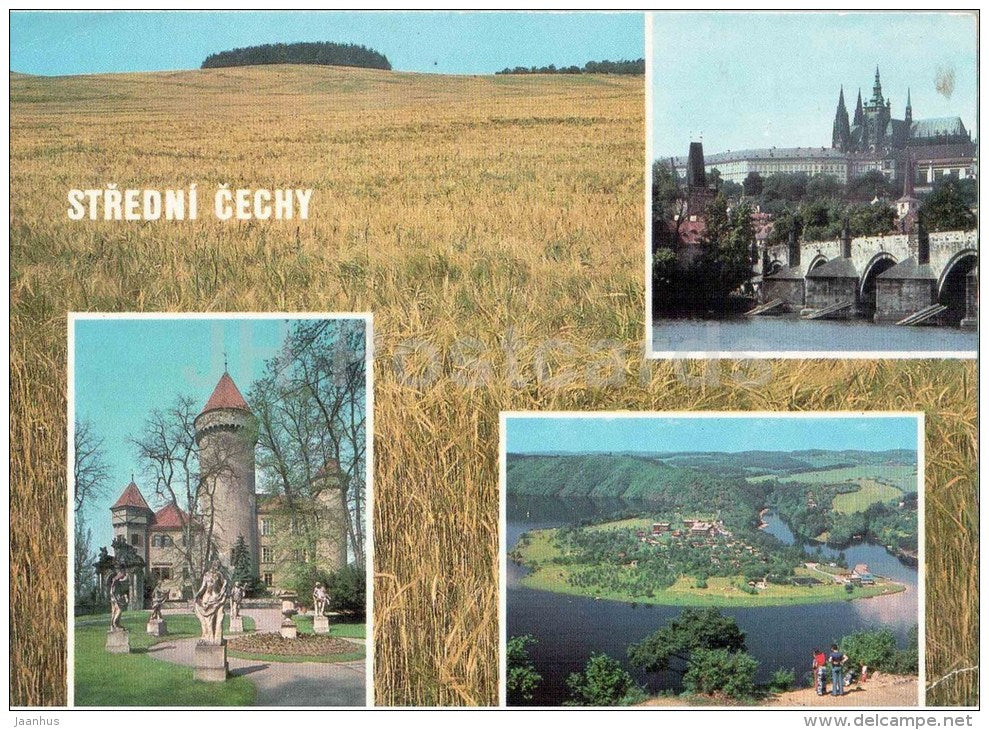 Stredni Cechy - Krajina - Praha - Prague - Konopiste castle - Slapska dam - Czechoslovakia - Czech - used 1982 - JH Postcards