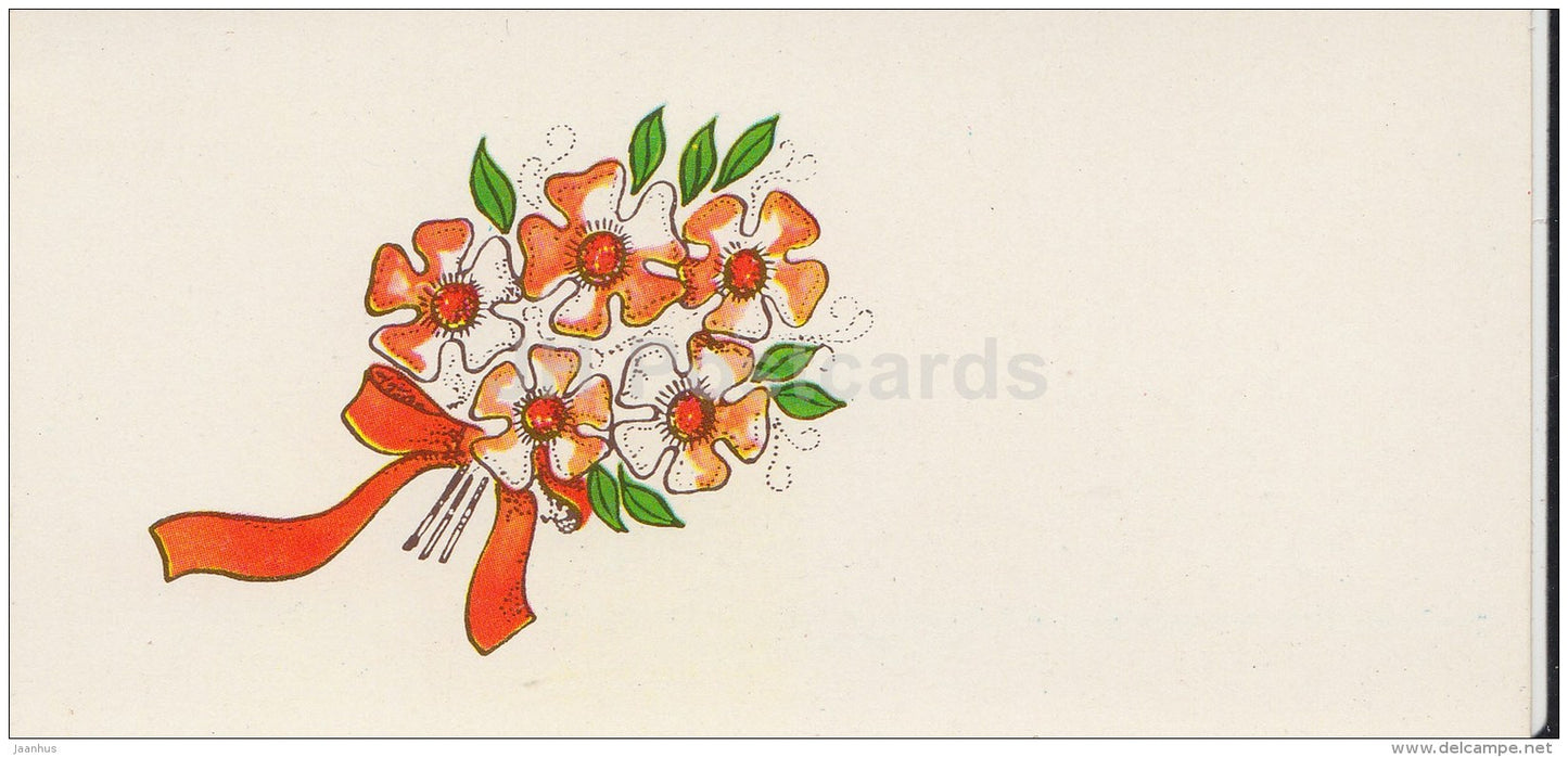 mini Greeting card by S. Dislere - flowers - 1979 - Latvia USSR - unused - JH Postcards