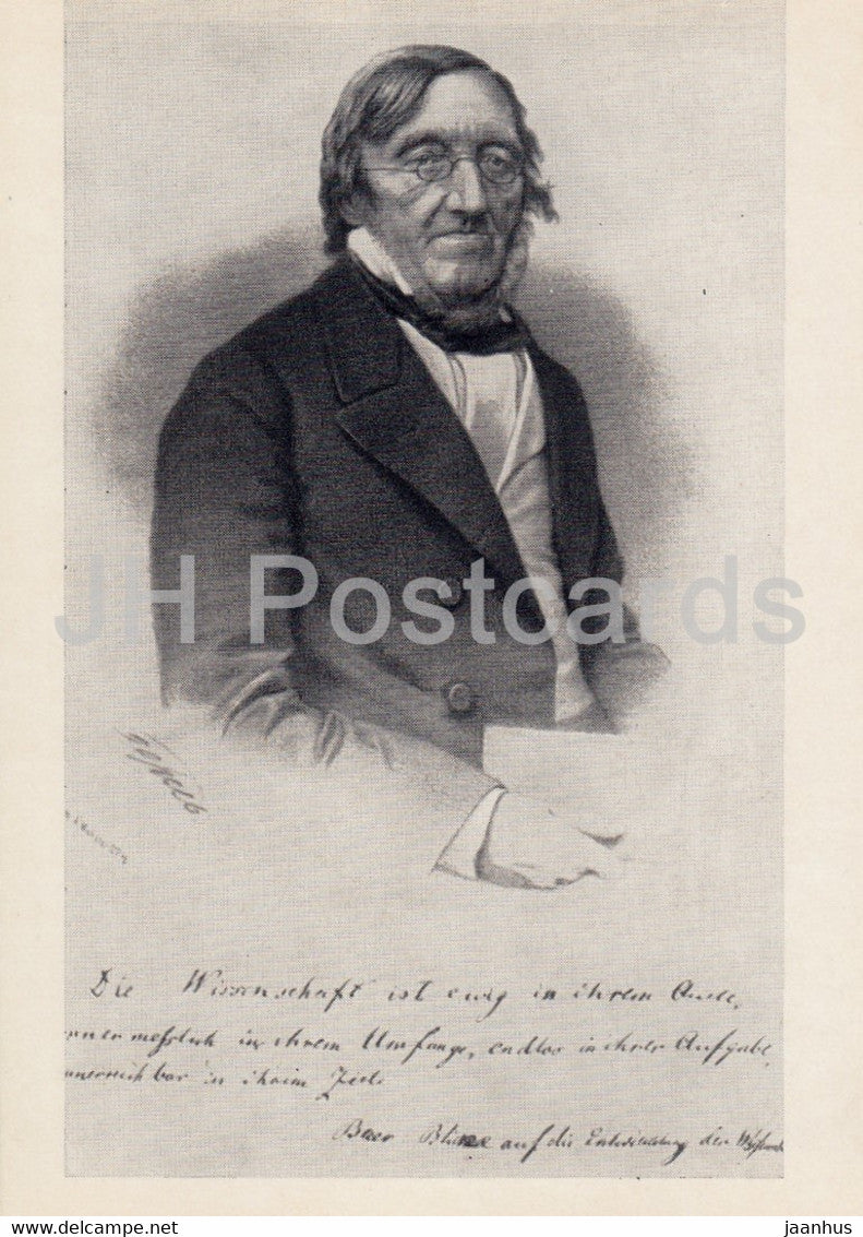 Baltic German scientist Karl Ernst von Baer - 1864 litho - biologist - famous people - 1976 - Estonia USSR - unused - JH Postcards