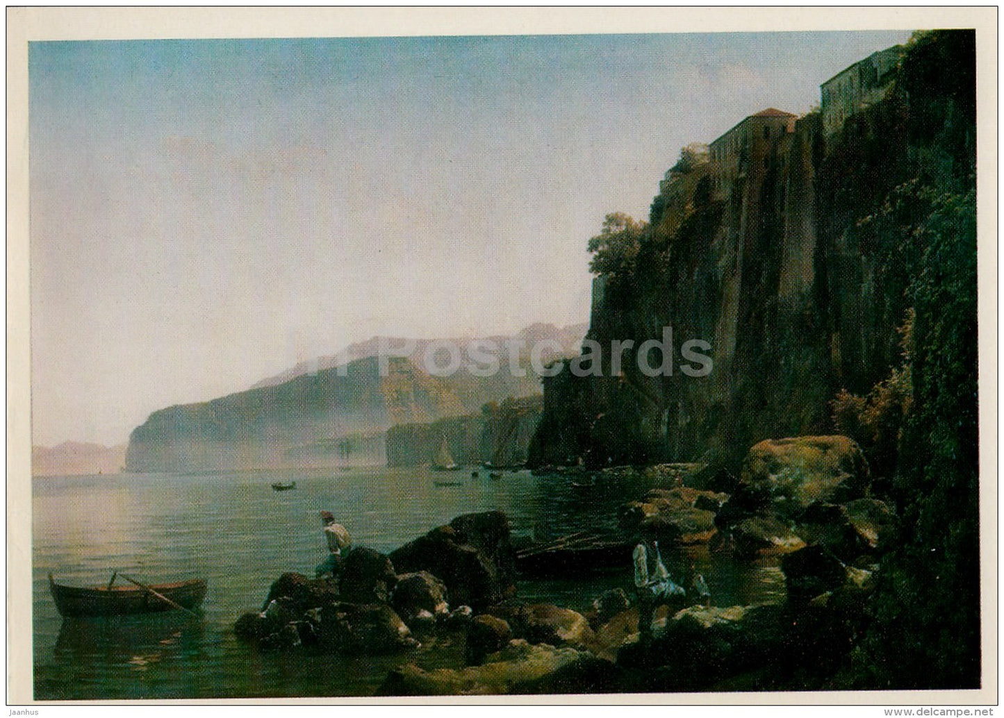 painting  by S. Shchedrin - View of Sorrento , 1820s - boat - Russian art - 1977 - Russia USSR - unused - JH Postcards