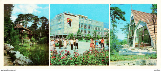 Yalta - restaurant Lesnoy and Uchan-Su - Trade House at Soviet Square - 1984 - Ukraine USSR - unused - JH Postcards