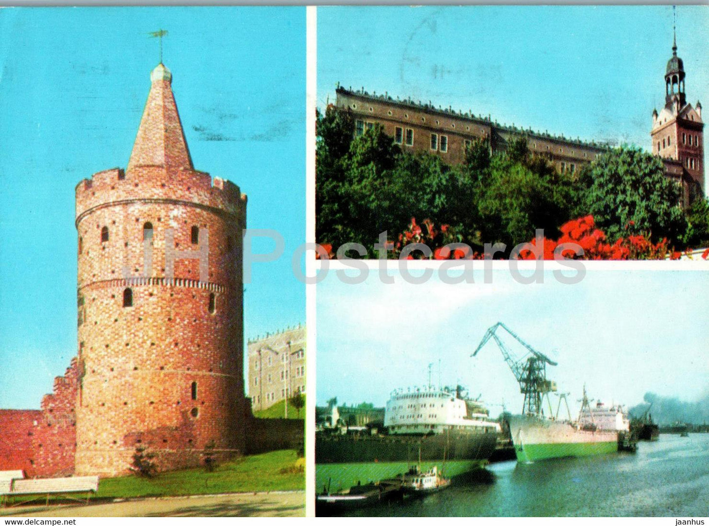 Szczecin - Gotycka Baszta - gothic tower - ship - multiview - 1975 - Poland - used - JH Postcards