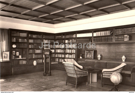 Hiddensee - Arbeitszimmer mit Bibliothek - Gerhart Hauptmann Gedachtnisstatte - memorial - writer - DDR Germany - unused - JH Postcards