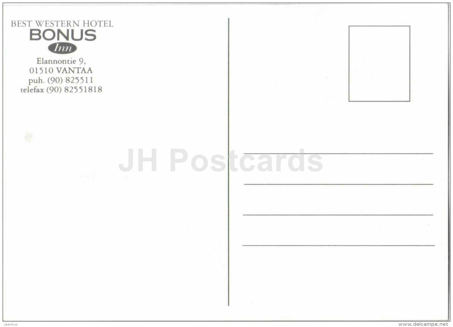 Best Western Hotel Bonus - 1 - Vantaa - Finland - unused - JH Postcards