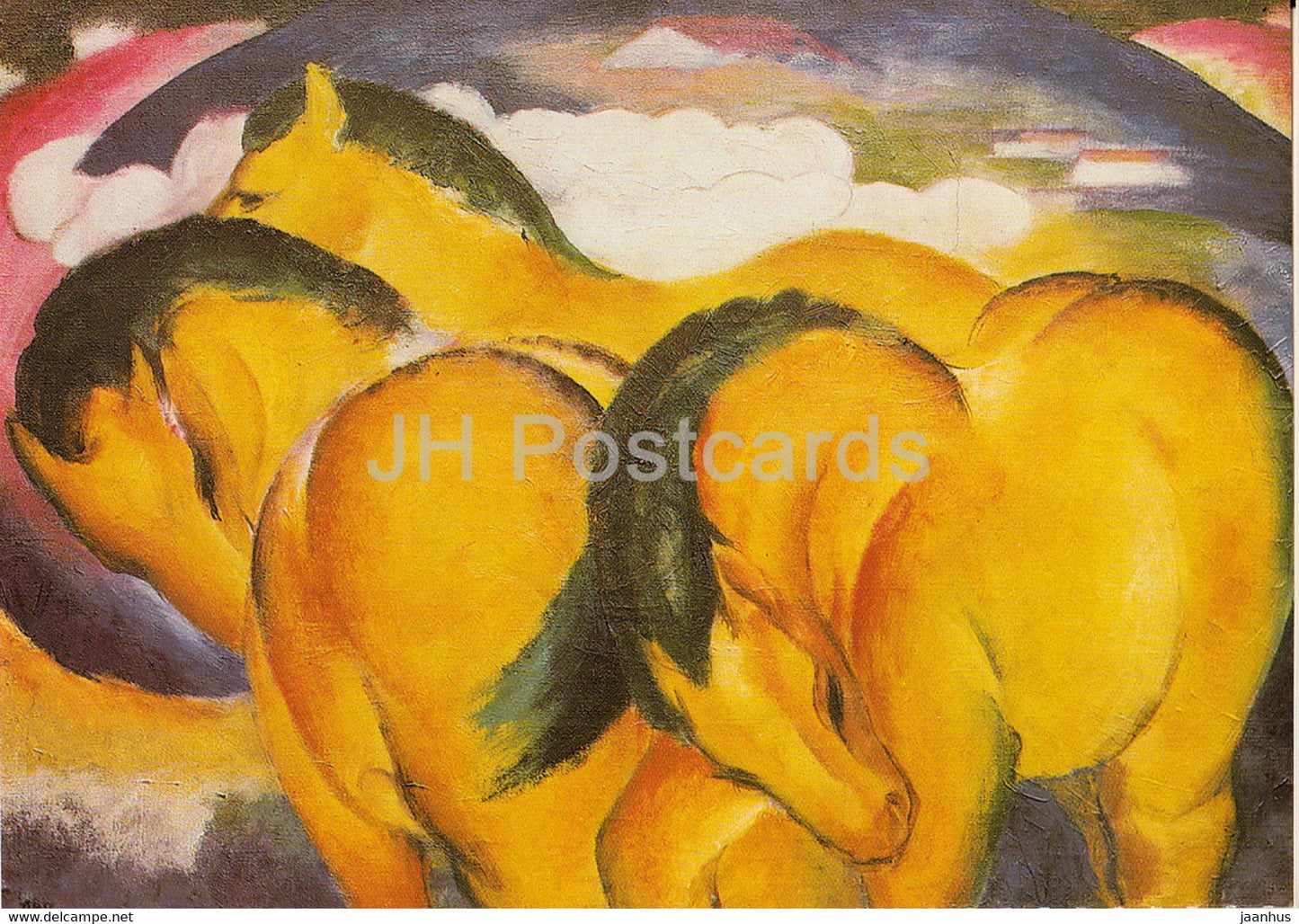 painting by Franz Marc - Die kleinen gelben Pferde - horse - German art - 2000 - Germany - unused - JH Postcards