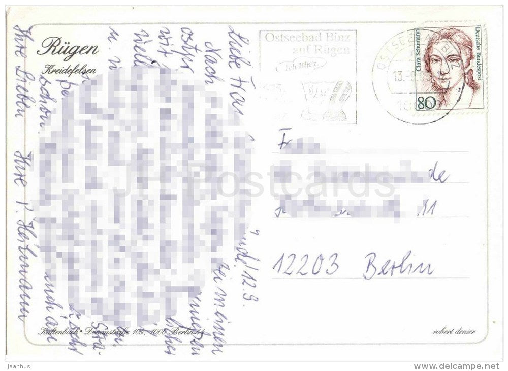 Rügen - Kreidfelsen - Germany - 1998 gelaufen - JH Postcards