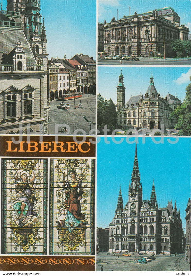 Liberec - Namesti Bojovniku - theatre - museum - town hall - multiview - 1975 - Czechoslovakia - Czech Republic - used - JH Postcards