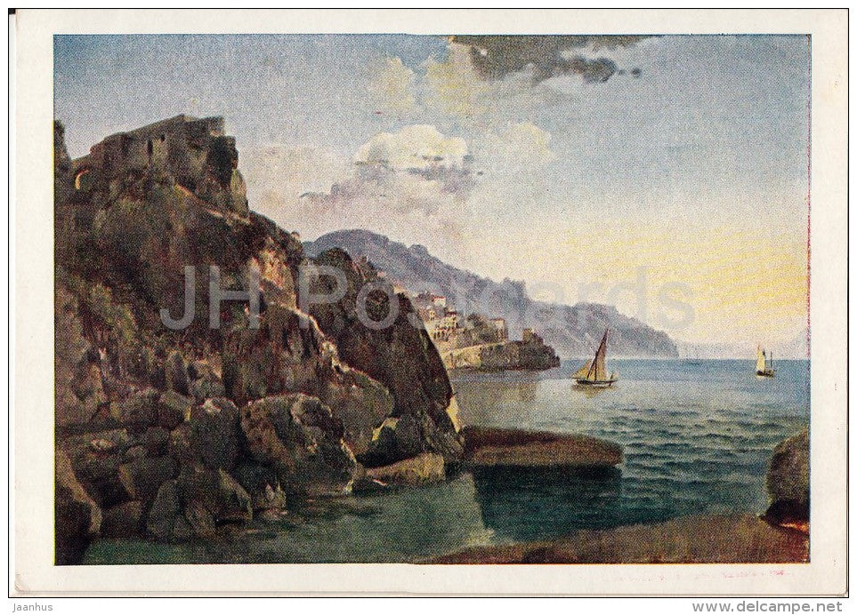 painting by S. Shchedrin - View of the Amalfi near Naples - Russian art - 1950 - Russia USSR - unused - JH Postcards