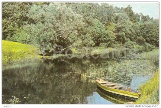 The Salaca river near Mazsalaca - boat - Latvia USSR - unused - JH Postcards