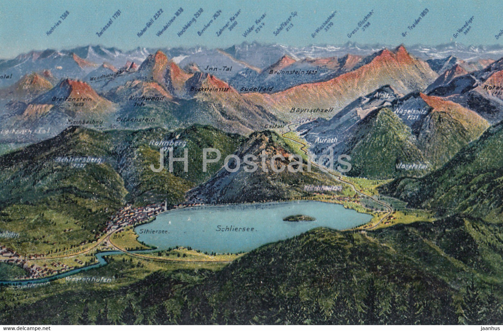 Panorama vom Schliersee - 4705 - old postcard - Germany - unused - JH Postcards