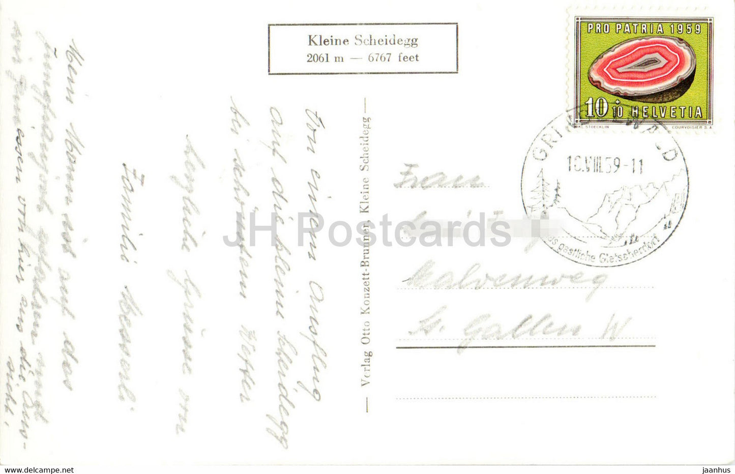 Kleine Scheidegg - Jungfrau - Tiere - Kuh - 1 - 1959 - alte Postkarte - Schweiz - gebraucht