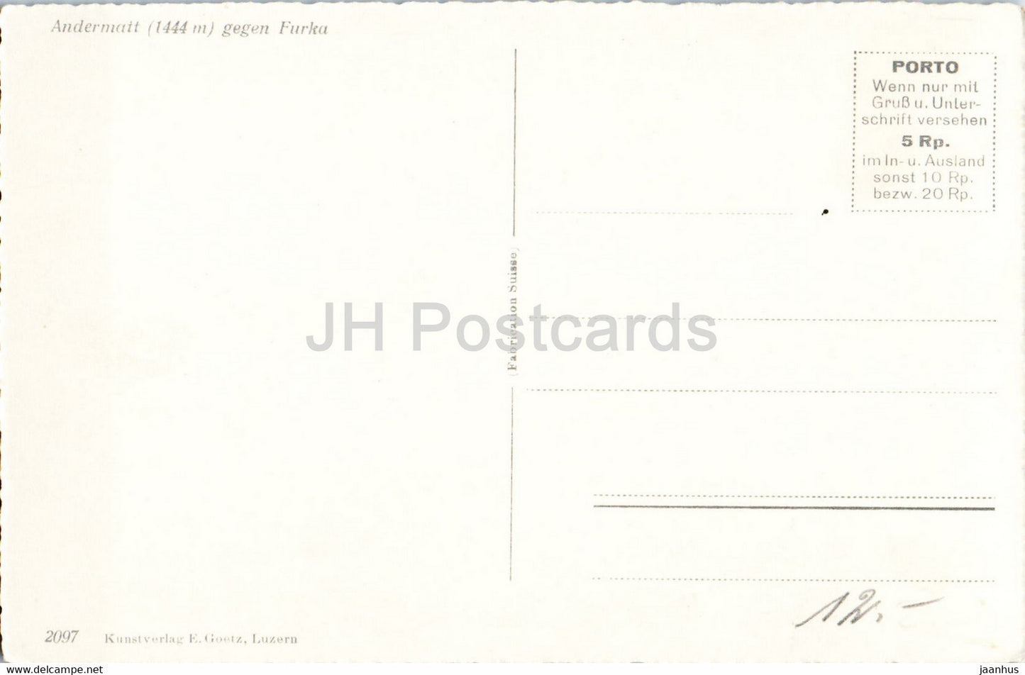 Andermatt 1444 m gegen Furka - 2097 - alte Postkarte - Schweiz - unbenutzt