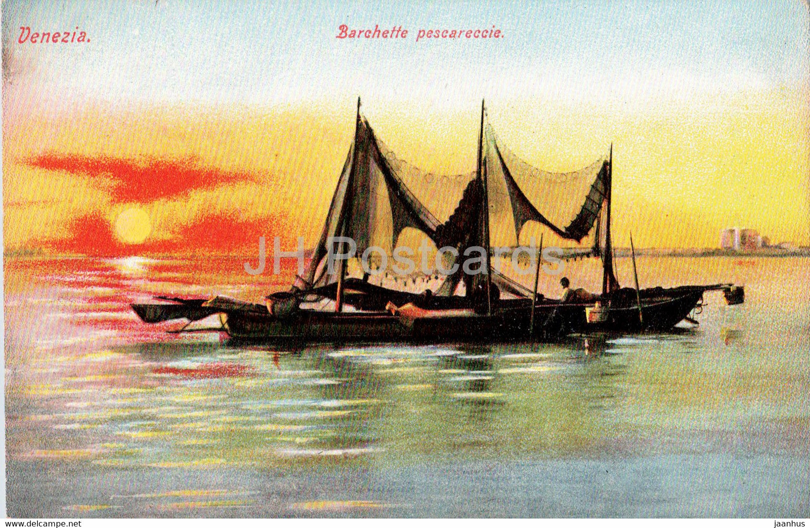 Venezia - Venice - Barchette pescareccie - fishing boat - 13427 - old postcard - Italy - unused - JH Postcards