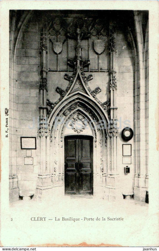 Clery - La Basilique - Porte de la Sacristie - portal - cathedral - 2 - old postcard - France - unused - JH Postcards