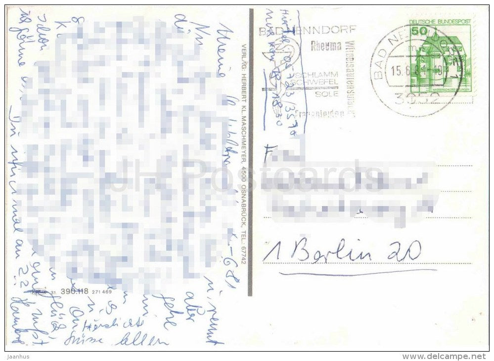 Grüsse aus Bad Nenndorf - Steinhuder Meer - Schlösschen - Sonnengarten - Kurpark - Germany - 1981 gelaufen - JH Postcards