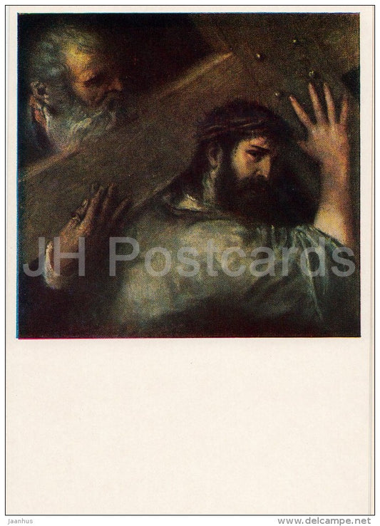 painting by Titian - Cross bearing - Jesus Christ - Italian art - Russia USSR - 1957 - unused - JH Postcards