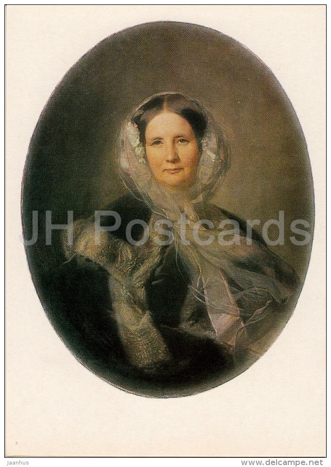 painting by S. Zaryanko - Portrait of T. Golitsyna , 1860s - woman - Russian art - Russia USSR - 1984 - unused - JH Postcards