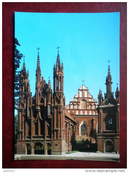 The ensemble of Polish-Roman Catholic Churches of St. Ann and Bernardinsky  - Vilnius - 1984 - Lithuania USSR - unused - JH Postcards