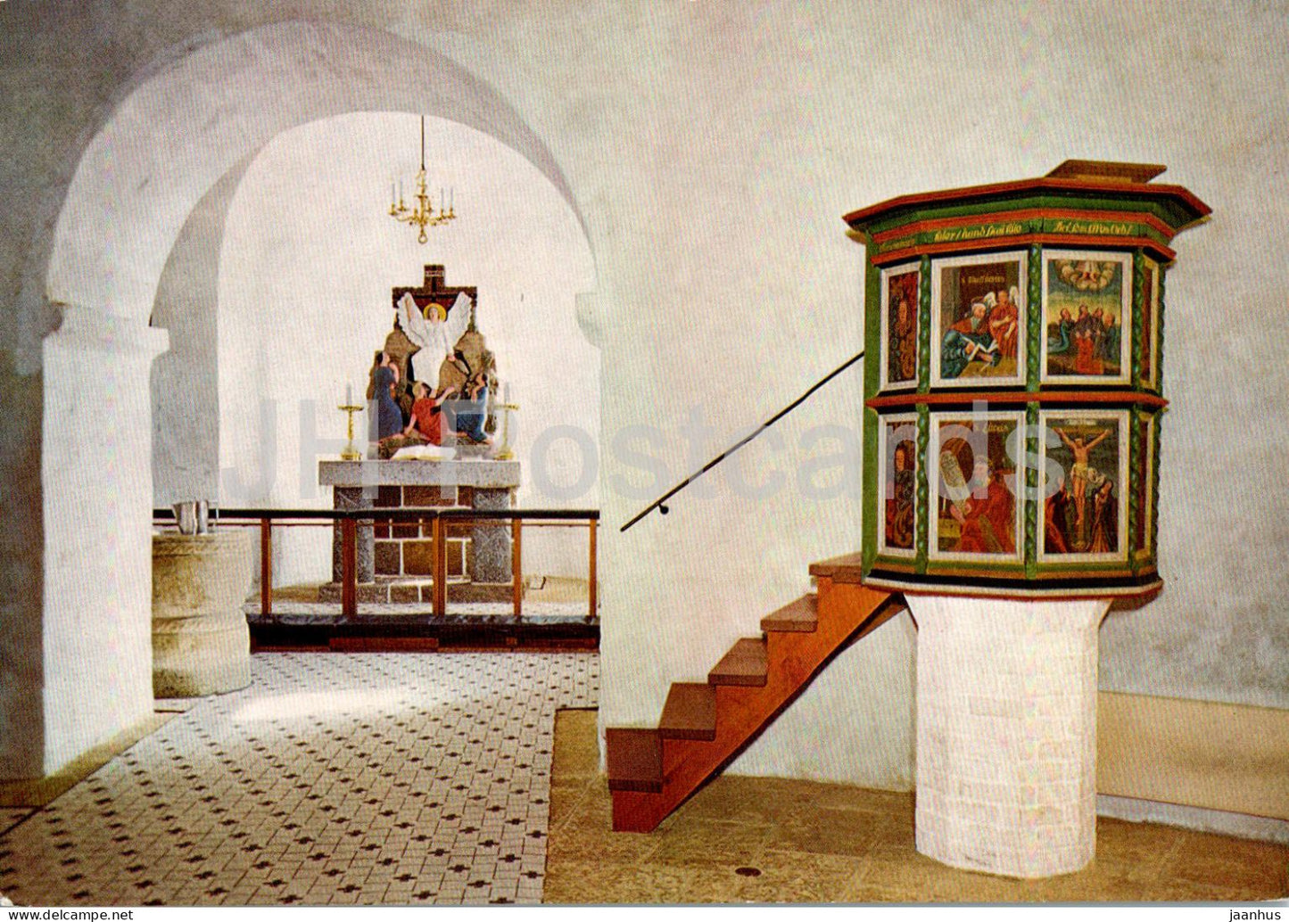 Bornholm - Sct Ols rundkirkes indre - Round church interior - 9041 - Denmark - unused - JH Postcards