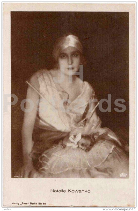 Natalie Kowanko - movie actress - Ross verlag - 1067/2 - circulated in Estonia Tallinn 1920s - JH Postcards