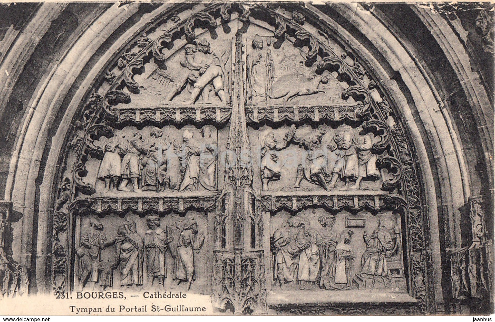 Bourges - Cathedrale - Tympan du Portail St Guillaume - cathedral - 231 - old postcard - France - unused - JH Postcards