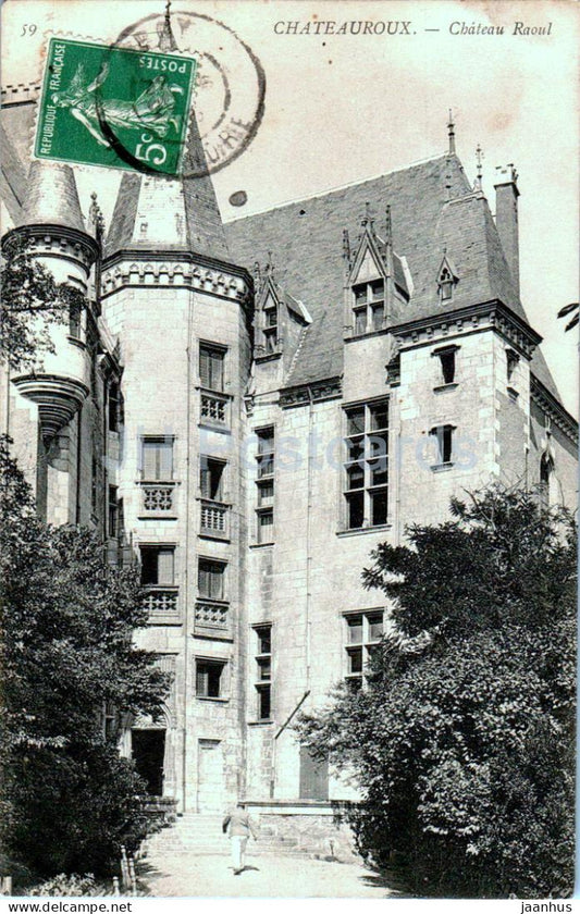 Chateauroux - Chateau Raoul - castle - 59 - old postcard - 1913 - France - used - JH Postcards