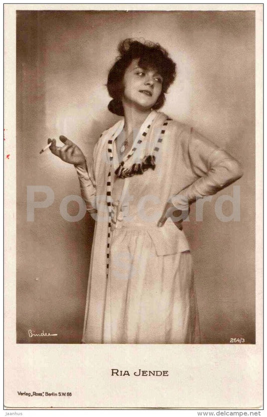 Ria Jende - movie actress - Ross verlag - 264/3 - circulated in Estonia Tallinn 1920s - JH Postcards