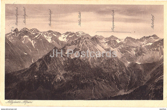 Allgauer Alpen - Hochgebirge 2500 2652 m - 2206 - old postcard - Germany - used - JH Postcards