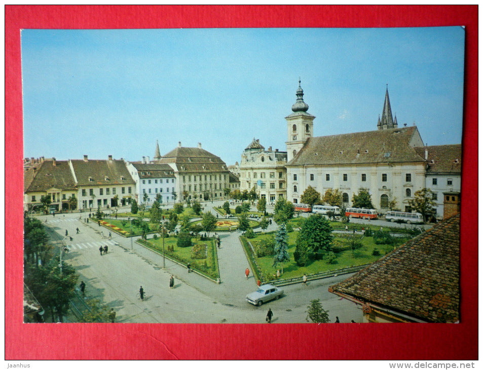 Square - bus - cars - Sibiu - 2091 - Romania - unused - JH Postcards