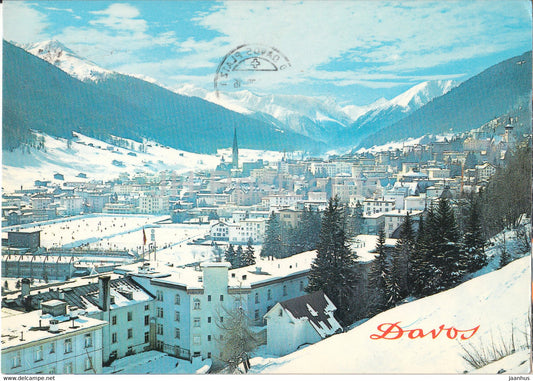 Davos 1560 m - Blick auf Eisbahn und Tinzenhorn - 1979 - Switzerland - used - JH Postcards