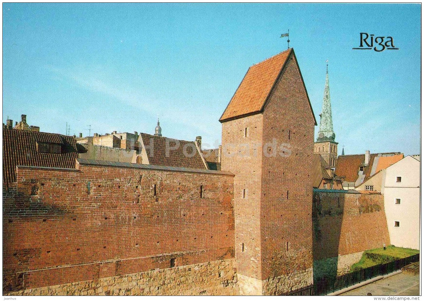 The reconstructed Ramera Tower and the fragment of the fortification wall - Riga - 1989 - Latvia USSR - unused - JH Postcards