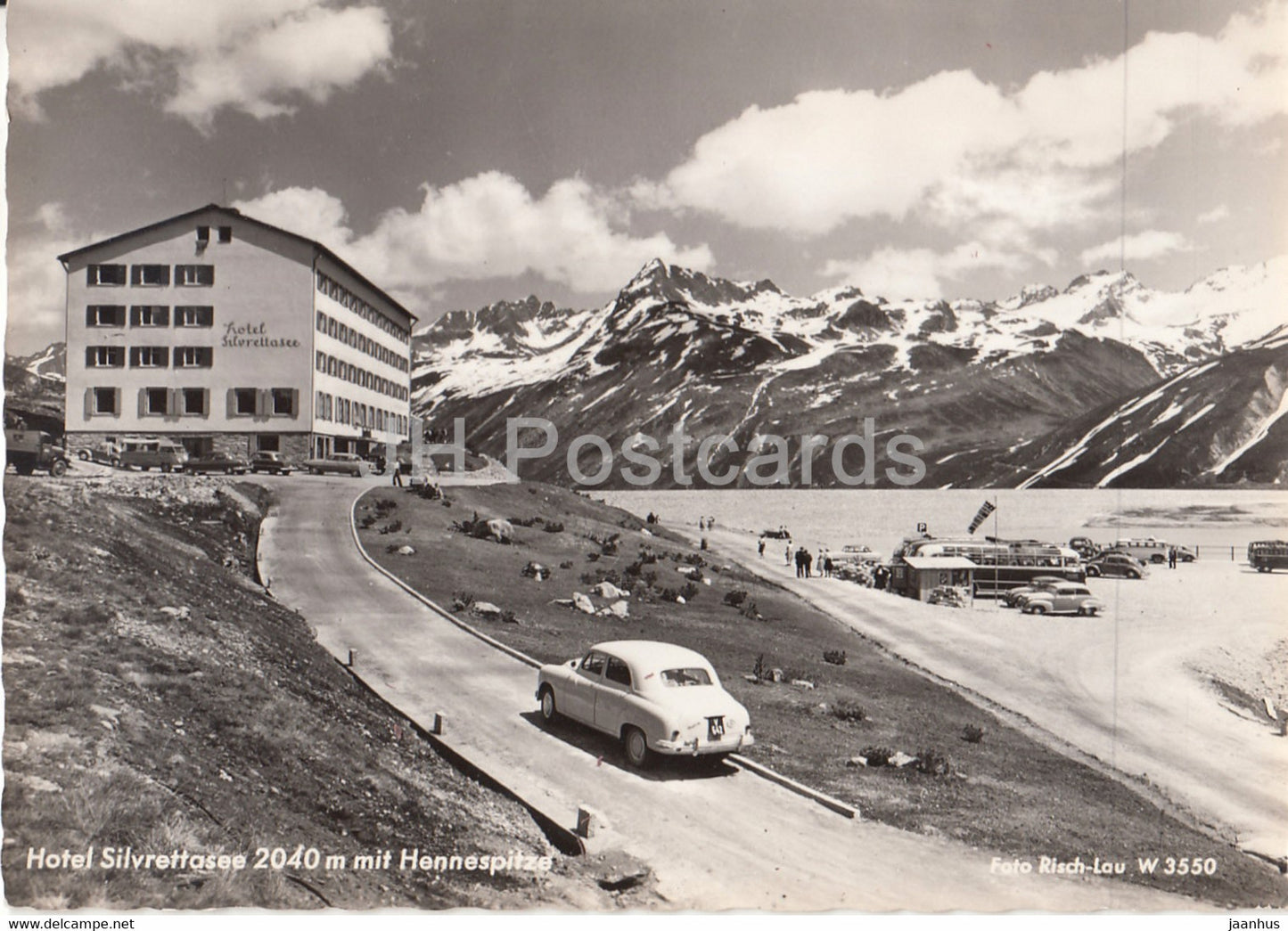 hotel Silvrettasee 2040 m mit Hennespitze - car - Austria - unused - JH Postcards