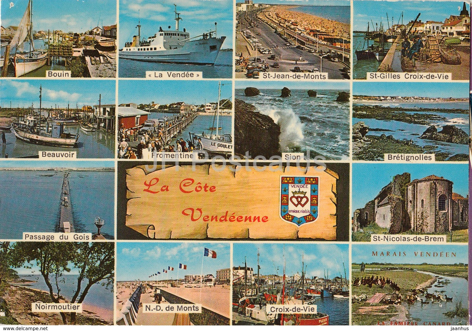 La Cote Vendeenne - Bouin - La Vendee ship - Beauvoir - Passage du Gois - 23 - multiview - France - used - JH Postcards