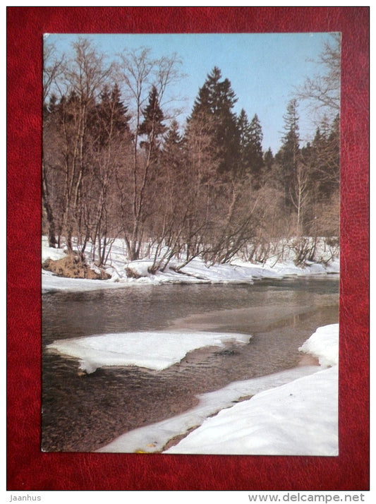 New Year greeting card - spring - river - 1989 - Russia USSR - unused - JH Postcards