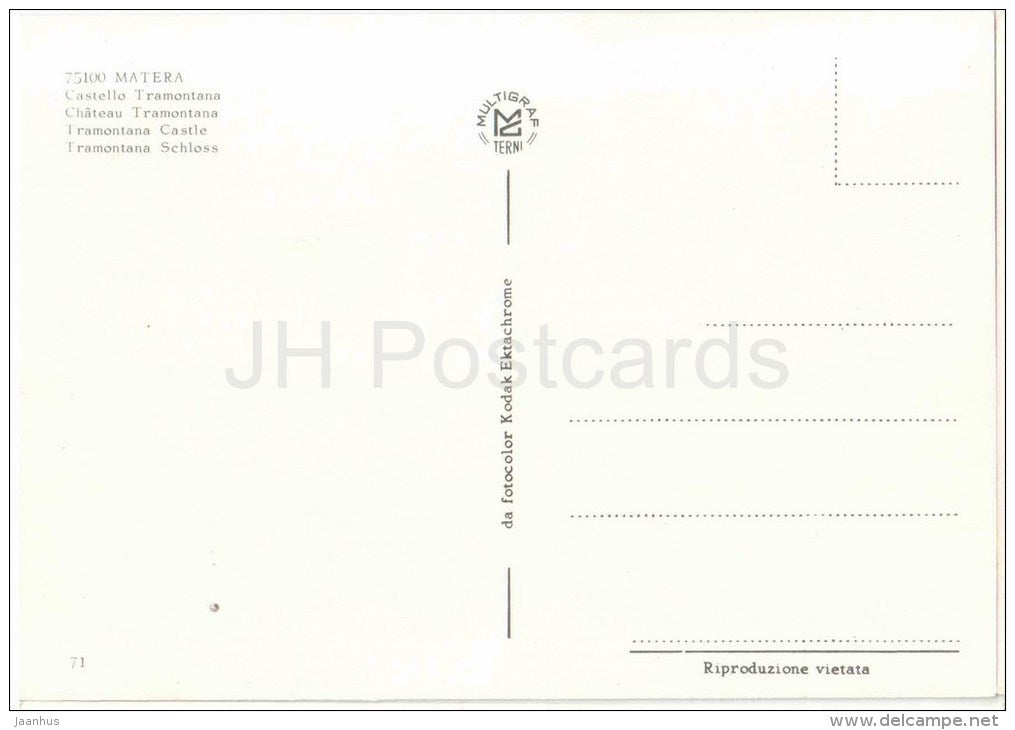 Castello Tramontana - castle - Matera - Basilicata - 75100 - 71 - Italia - Italy - unused - JH Postcards