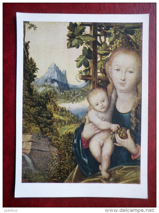 Painting by Lucas Cranach - Madonna with Child - german  art - unused - JH Postcards