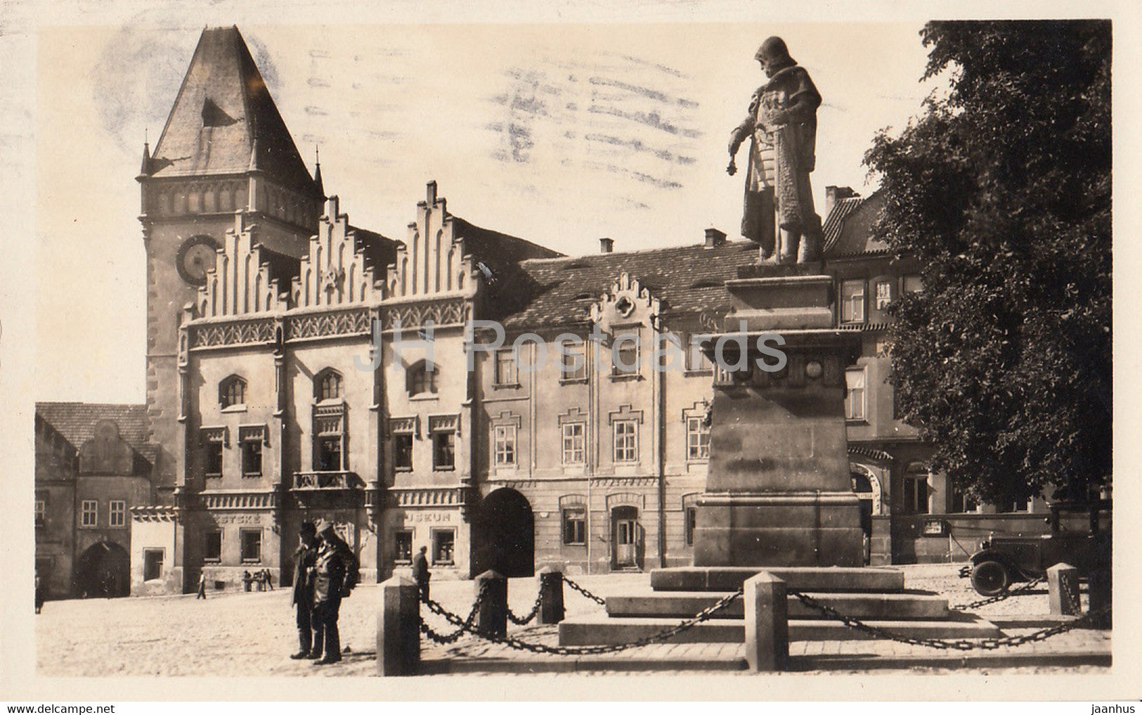 Tabor - Zizkovo namesti - square - old postcard - 1951 - Czechoslovakia - Czech Republic - used - JH Postcards