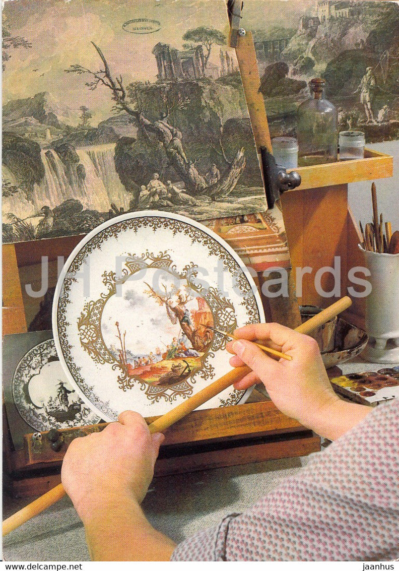 Arbeitsfoto aus dem Jahre 1981 - Meissen porcelain - Workshop - Germany DDR - unused - JH Postcards