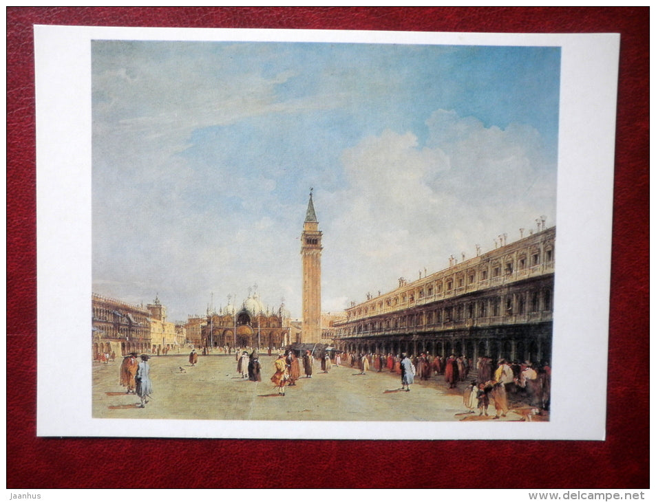 painting by Francesco Guardi - Venice . St. Mark's Square - italian art - unused - JH Postcards