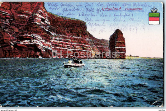 Helgoland - Felsenpartie - boat - 24375 - old postcard - 1923 - Germany - used - JH Postcards