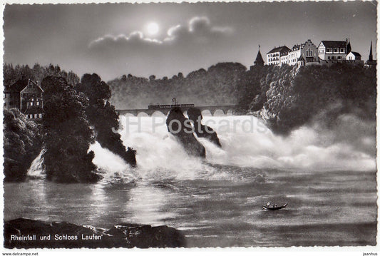 Rheinfall und Schloss Laufen - castle - 3522 - Switzerland - old postcard - unused - JH Postcards