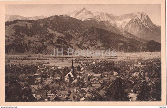 Partenkirchen mit Alpspitze Zugspitze u Waxenstein - 1370 - old postcard - Germany - unused - JH Postcards