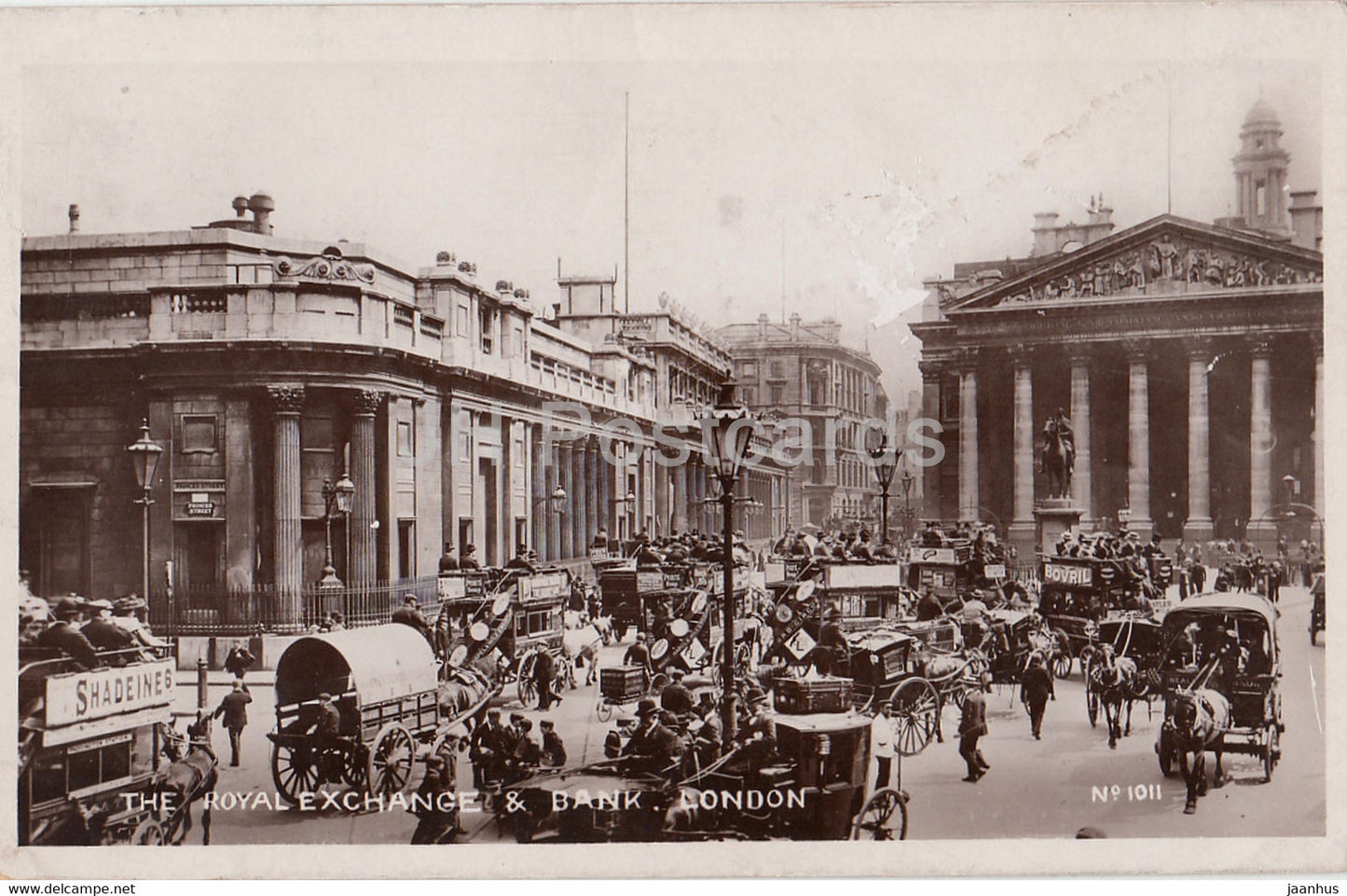 London - The Royal Exchange & Bank - 1011 - old postcard - England - United Kingdom - used - JH Postcards