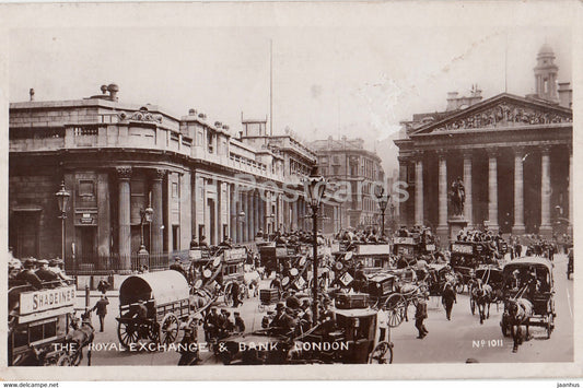 London - The Royal Exchange & Bank - 1011 - old postcard - England - United Kingdom - used - JH Postcards