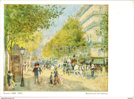 painting by Renoir - Boulevard im Fruhling - Boulevard in spring - French art - old postcard - Germany - used - JH Postcards