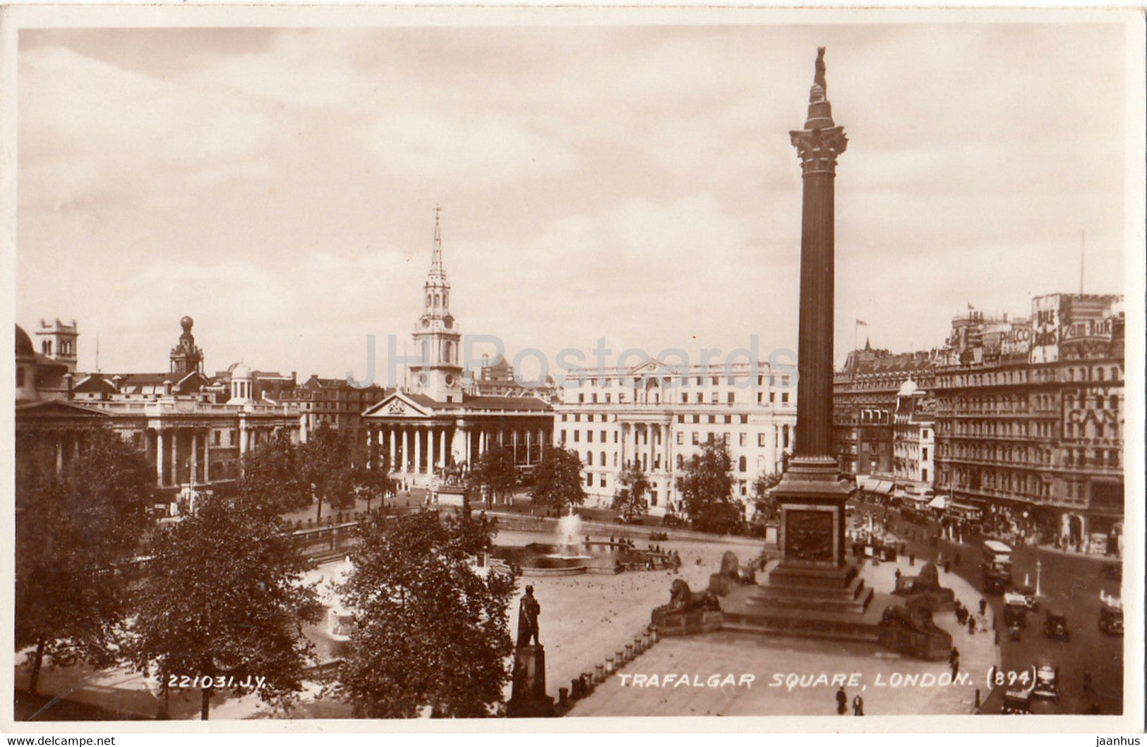 London - Trafalgar Square - Valentine - 894 - old postcard - 1935 - England - United Kingdom - used - JH Postcards