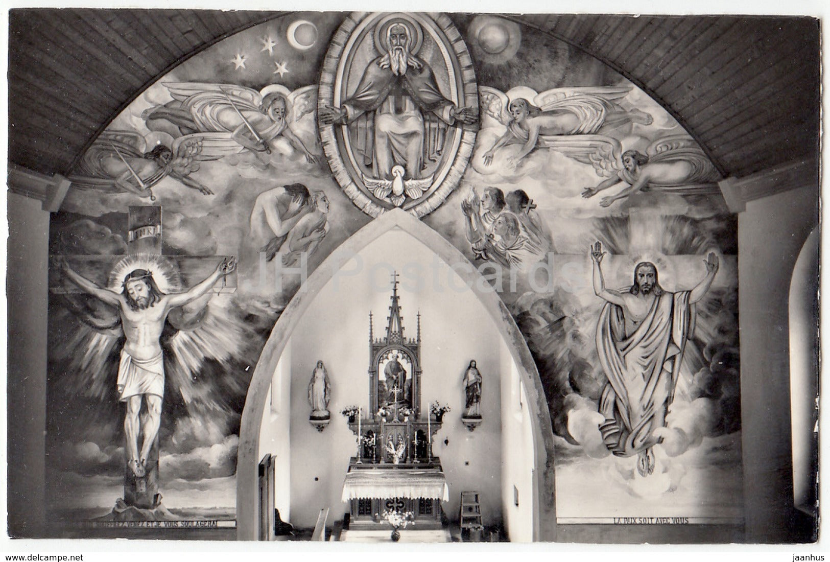 Zinal - Les fresques a l'interieur de la chapelle - chapel - 8869 - Switzerland - 1963 - used - JH Postcards