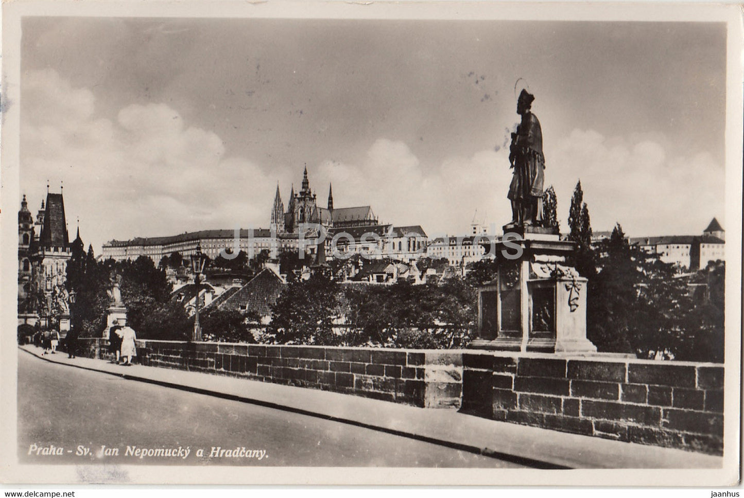 Praha - Prague - Sv Jan Nepomucky a Hradcany - 1937 - Czechoslovakia - Czech Republic - used - JH Postcards