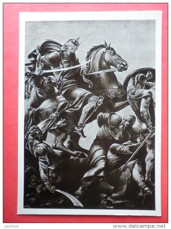 Tariel in the Battle - horse - The Knight in the Panther´s Skin by S. Rustaveli - 1978 - Russia USSR - unused - JH Postcards